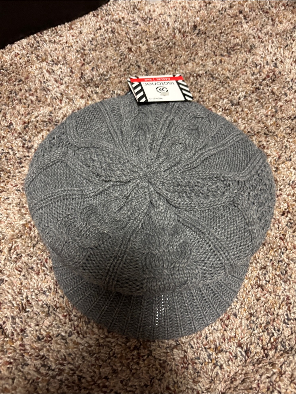 isotoner Cable Knit Beret Newsboy Kinit Hat - Gray